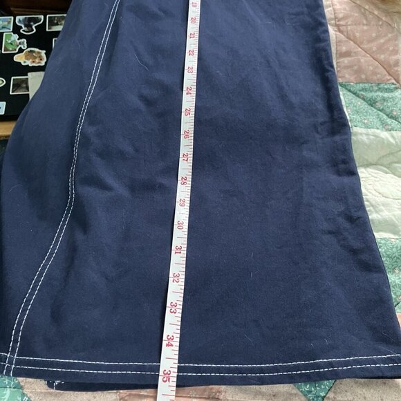Vintage Liz Claiborne Maxi Skirt Womens M Navy Blue Y2K Coastal Sailor Fisherman - Picture 9 of 10